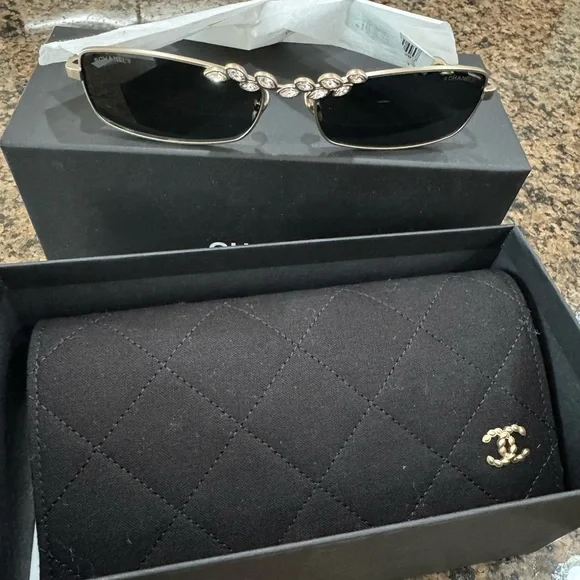 CHANEL | Accessories | Chanel Black And Gold Sunglasses  display picture 1